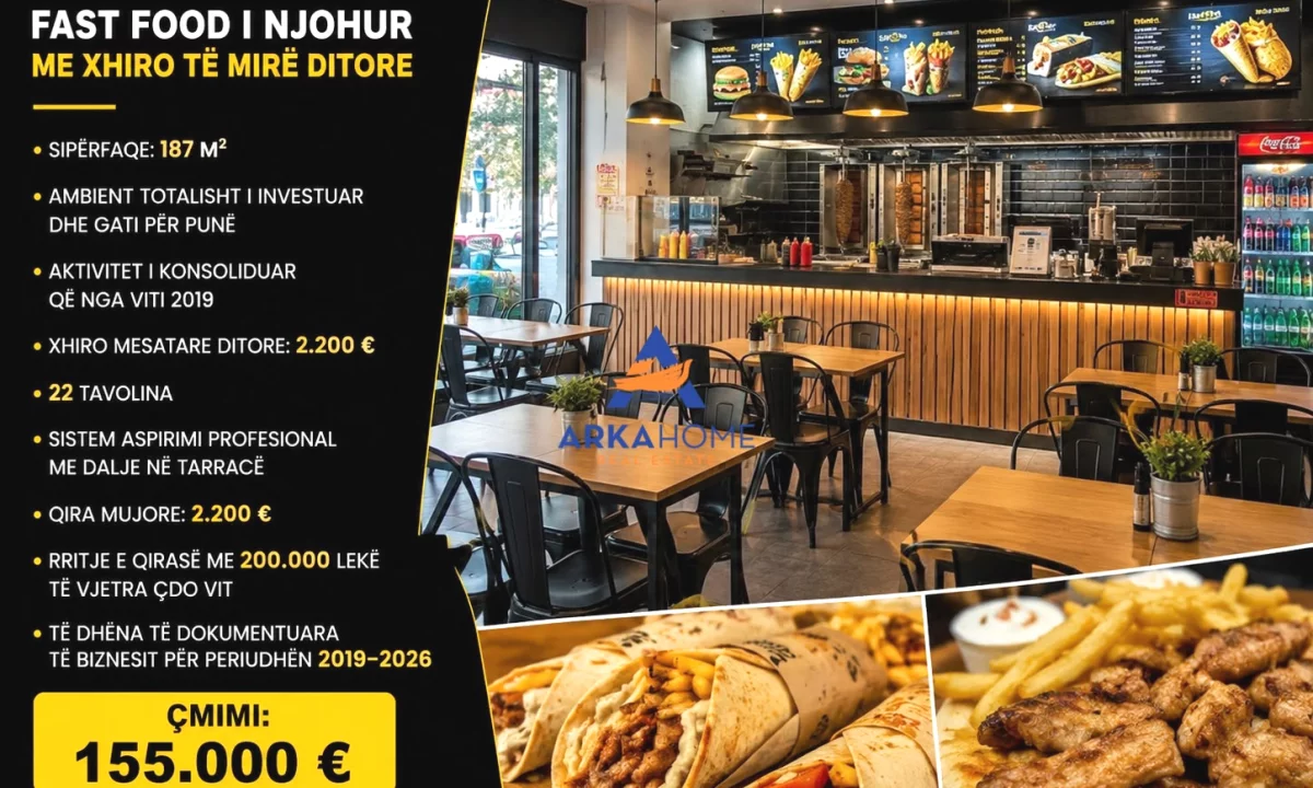 SHITET BIZNES (FAST FOOD) 187M2 "ASTIR" 155.000 EURO