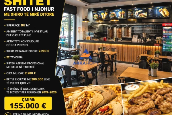 SHITET BIZNES (FAST FOOD) 187M2 "ASTIR" 155.000 EURO