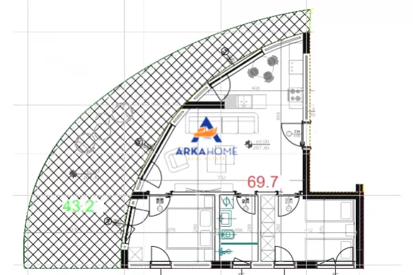 Shtepi ne shitje Apartament ne Tirane, 2+1, Mobilimi Bosh, pa mobiluar, Pagesa 190,000  Euro.
