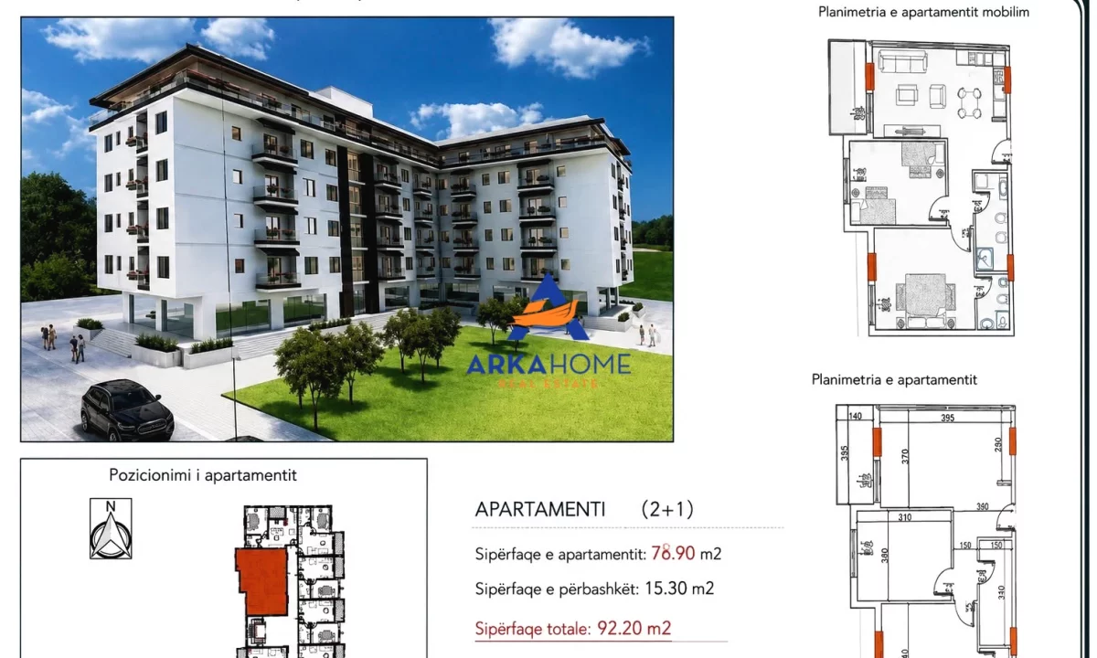 Shtepi ne shitje Apartament ne Durres, 2+1, Mobilimi Bosh, pa mobiluar, Pagesa 92,200  Euro.