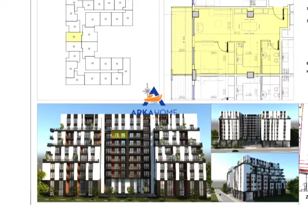 SHITET APARTAMENTI  •TIPOLOGJIA: 1+1 •KATI: I 8 •SIPËRFAQE APARTAMENTI: 61.58 M² •SIPËRFAQE E PËRBAS