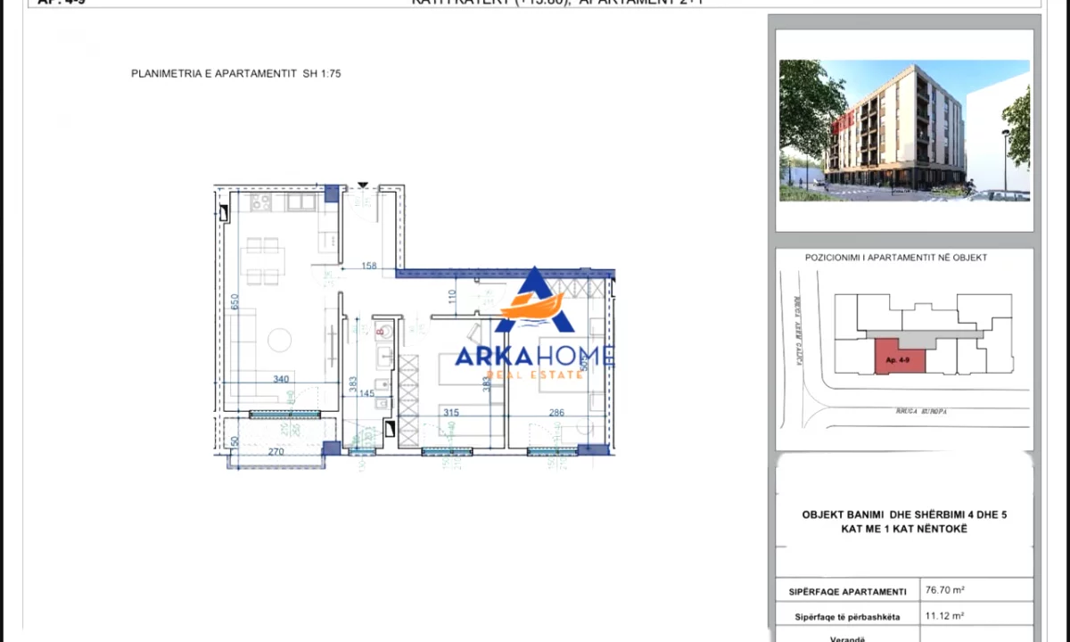 House for Sale Apartment in Tirana, 2+1, Furniture Emty, Payment 80,794  Euro.
