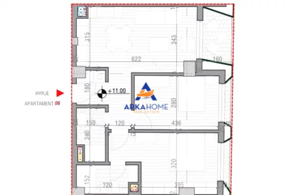 Shtepi ne shitje Apartament ne Tirane, 1+1, Mobilimi Bosh, pa mobiluar, Pagesa 104,625  Euro.