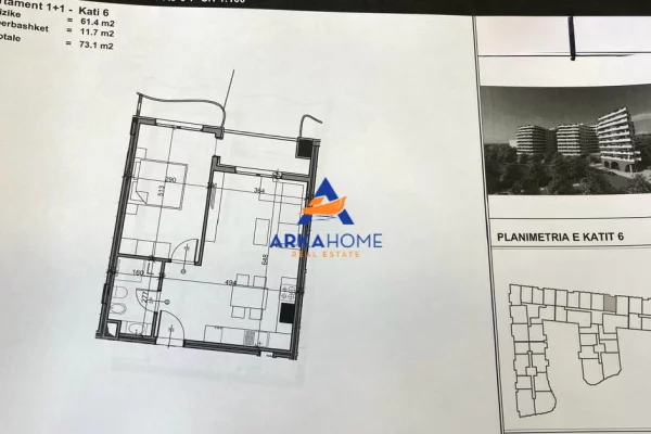Shtepi me qera Apartament ne Tirane, 1+1, Mobilimi Bosh, pa mobiluar, Pagesa 103,000  Euro.