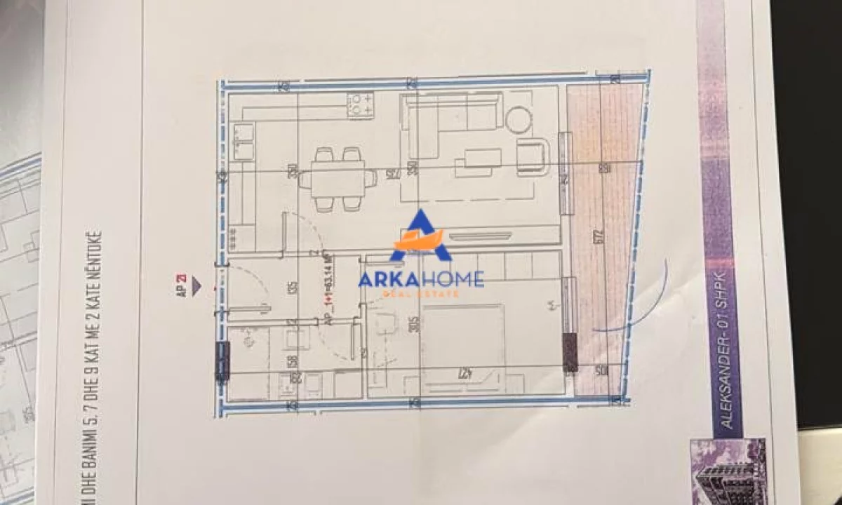 Shtepi ne shitje Apartament ne Tirane, 1+1, Mobilimi Bosh, pa mobiluar, Pagesa 72,325  Euro.