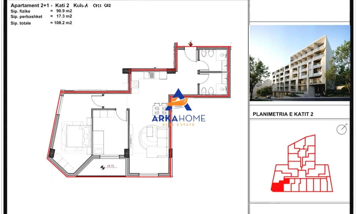 Shtepi ne shitje Apartament ne Tirane, 2+1, Mobilimi Bosh, pa mobiluar, Pagesa 108,200  Euro.
