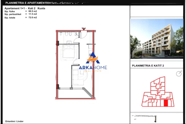 Apartment for sale in Tirana 1+1, Emty