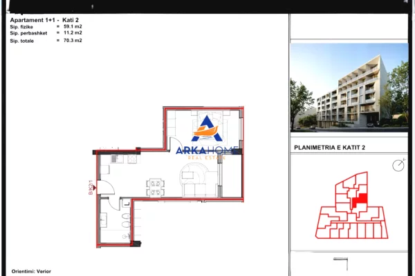 Apartment for sale in Tirana 1+1, Emty