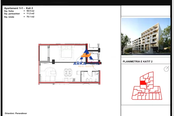 Apartment for sale in Tirana 1+1, Emty