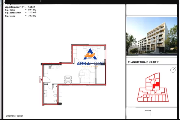 Apartment for sale in Tirana 1+1, Emty