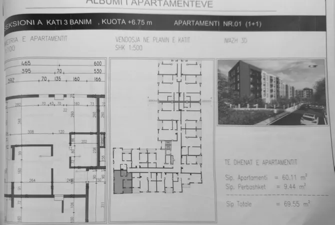 Shtepi ne shitje Apartament ne Tirane, 1+1, Mobilimi Bosh, pa mobiluar, Pagesa 65,377  Euro.