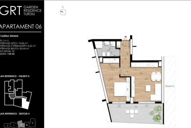 Shtepi ne shitje Apartament ne Tirane, 1+1, Mobilimi Bosh, pa mobiluar, Pagesa 122,500  Euro.