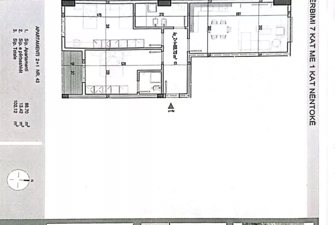 Shtepi ne shitje Apartament ne Tirane, 2+1, Mobilimi Bosh, pa mobiluar, Pagesa 102,120  Euro.