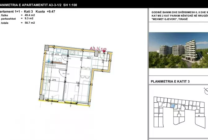 Shtepi ne shitje Apartament ne Tirane, 1+1, Mobilimi Bosh, pa mobiluar, Pagesa 64,700  Euro.