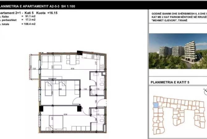 Shitet Ap. 2+1+2 - Aluna Rezidence - Perballe Bulevardit te Ri