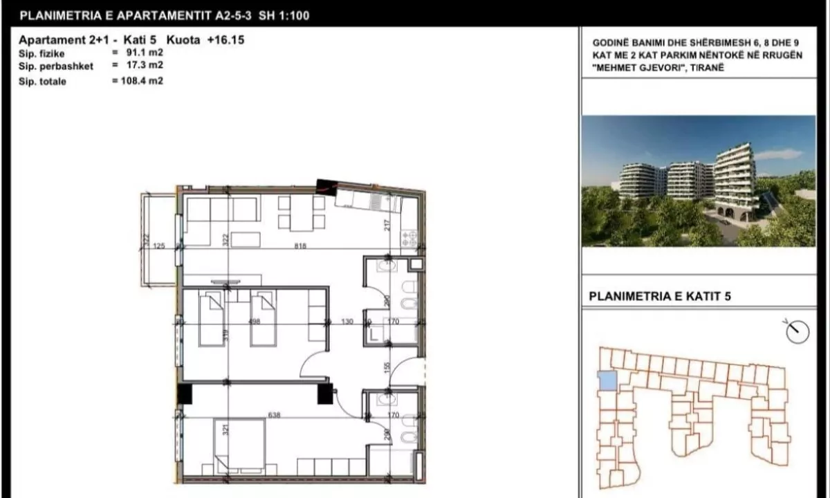Shtepi ne shitje Apartament ne Tirane, 2+1, Mobilimi Bosh, pa mobiluar, Pagesa 119,240  Euro.