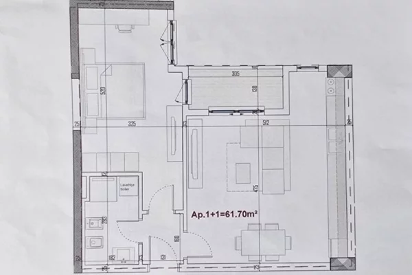 Shtepi ne shitje Apartament ne Tirane, 1+1, Mobilimi Bosh, pa mobiluar, Pagesa 74,800  Euro.
