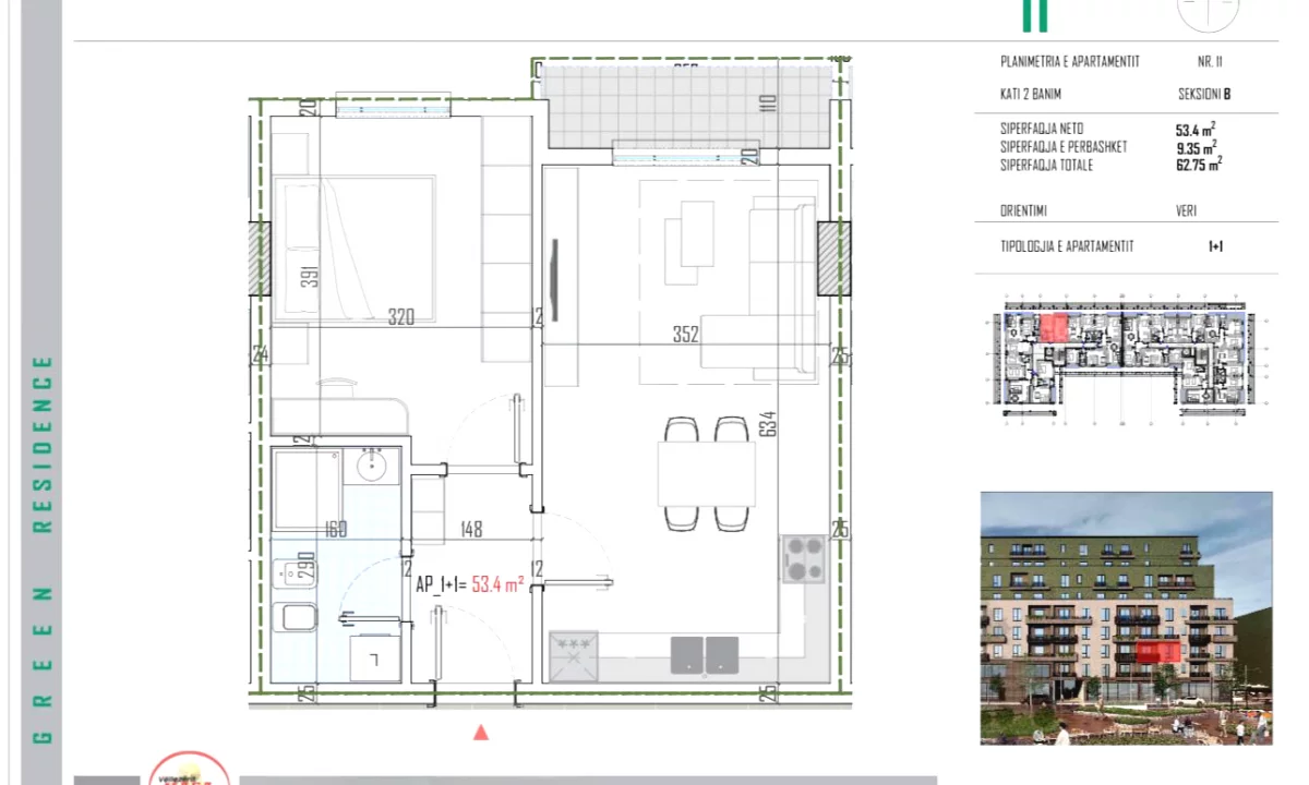 Appartamento in vendita a Tirana 1+1, Vuoto