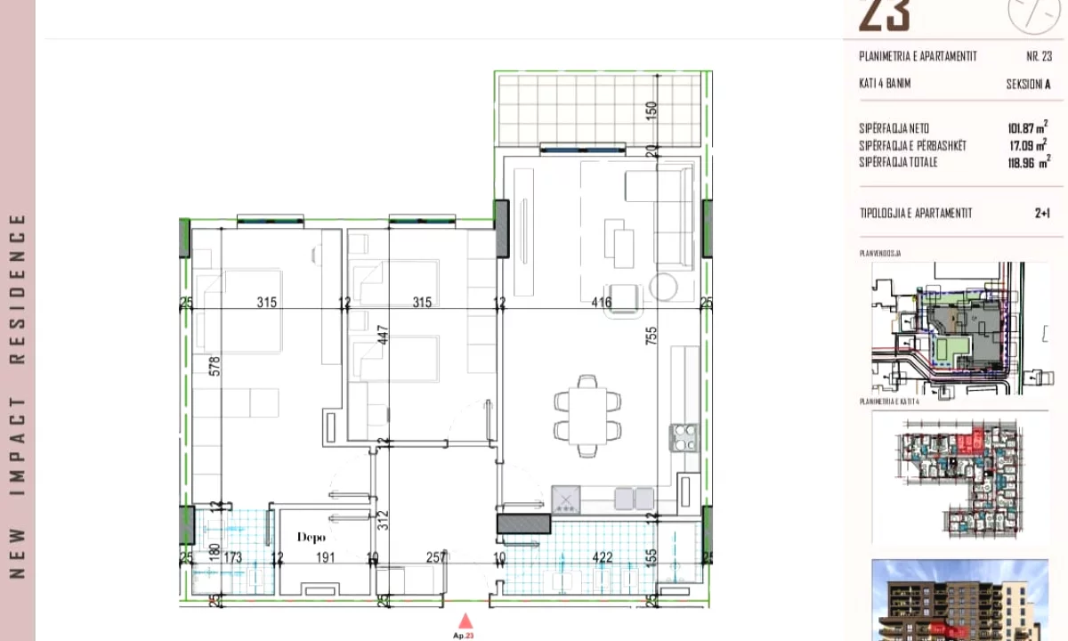 Appartamento in vendita a Tirana 2+1, Vuoto