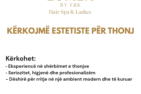 Njoftime Pune ne Durres, Profesioni Estetiste thonjsh , Fillestar/Pak eksperience, Pagesa Me Marreveshje.