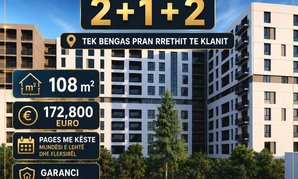 Shtepi ne shitje Apartament ne Tirane, 2+1, Mobilimi Bosh, pa mobiluar, Pagesa 172,800  Euro.