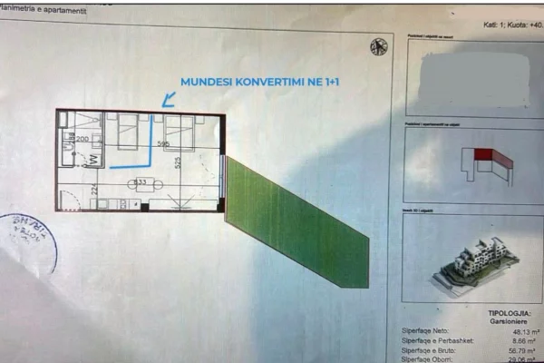 Shtepi ne shitje Apartament ne Himare, Garsoniere, Mobilimi Bosh, pa mobiluar, Pagesa 178,300  Euro.