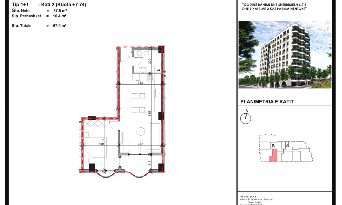 Appartamento in vendita a Tirana 1+1, Vuoto