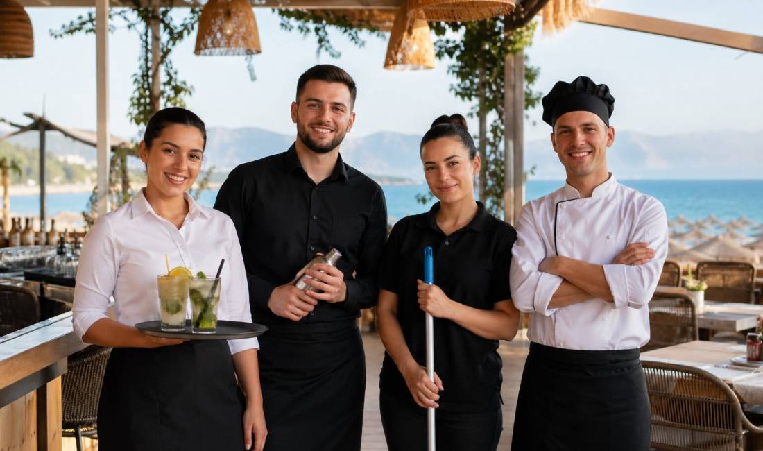 Njoftime Pune ne Vlore, Profesioni Kamarier/e, Ndihmës Kamarier/e, Banakiere, Arkëtare, Sanitare, Pjatalarëse, Ndihmës Kuzhinier/e, Mirëmbajtës/e ambjenti (4 orë) , Fillestar/Pak eksperience, Pagesa Me Marreveshje.