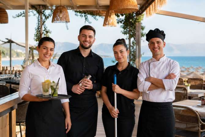 Njoftime Pune per Kamarier/e, Ndihmës Kamarier/e, Banakiere, Arkëtare, Sanitare, Pjatalarëse, Ndihmës Kuzhinier/e, Mirëmbajtës/e ambjenti (4 orë) ne Vlore