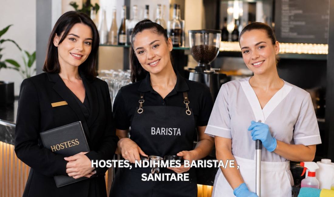 Njoftime Pune ne Sarande, Profesioni Hostes,Ndihmes barista/e , sanitare , Pa Eksperience, Pagesa Me Marreveshje.
