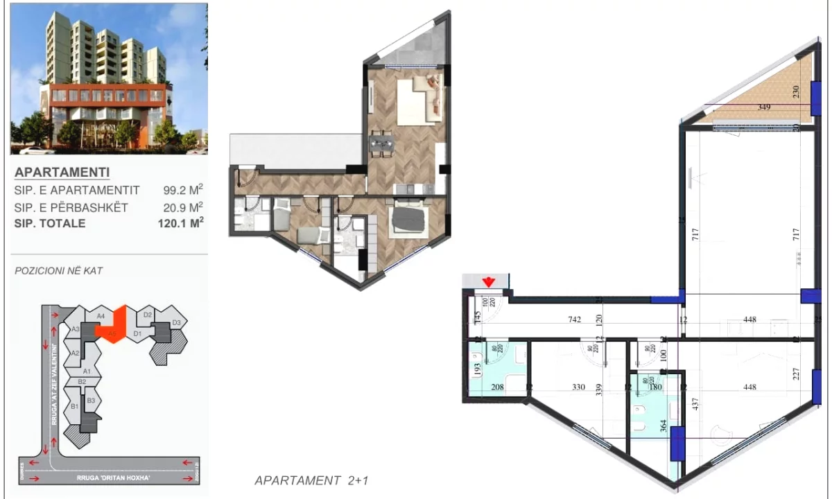 Shtepi ne shitje Apartament ne Tirane, 2+1, Mobilimi Bosh, pa mobiluar, Pagesa 211,900  Euro.