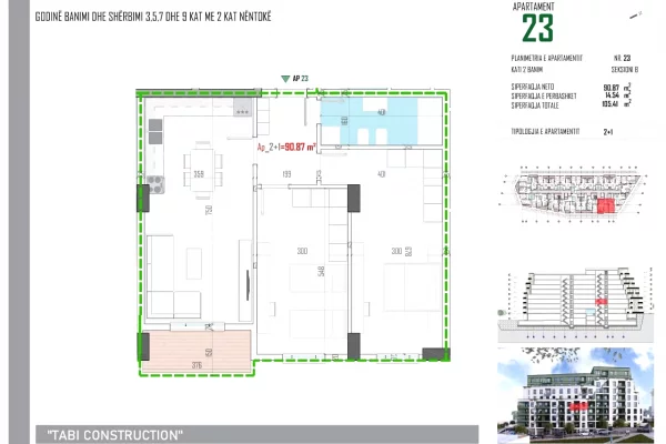 Shtepi ne shitje Apartament ne Tirane, 2+1, Mobilimi Bosh, pa mobiluar, Pagesa 119,700  Euro.