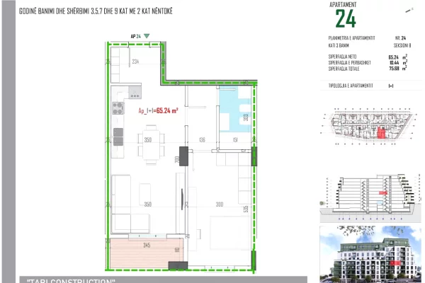 Shtepi ne shitje Apartament ne Tirane, 1+1, Mobilimi Bosh, pa mobiluar, Pagesa 85,900  Euro.