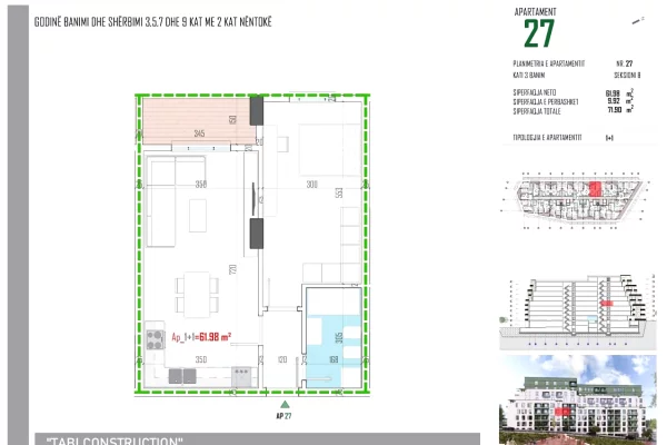 Shtepi ne shitje Apartament ne Tirane, 1+1, Mobilimi Bosh, pa mobiluar, Pagesa 81,700  Euro.