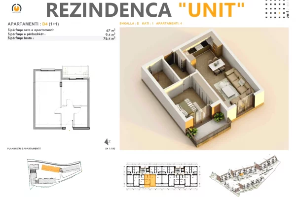 Shtepi ne shitje Apartament ne Tirane, 1+1, Mobilimi Bosh, pa mobiluar, Pagesa 137,500  Euro.