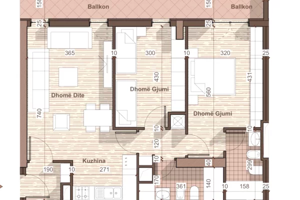 Shtepi ne shitje Apartament ne Tirane, 2+1, Mobilimi Bosh, pa mobiluar, Pagesa 145,800  Euro.