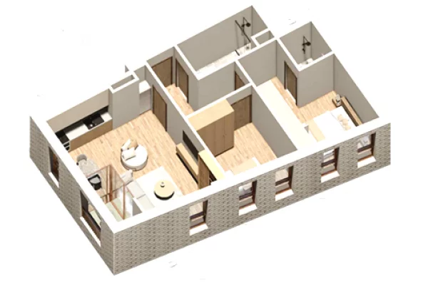 Shtepi ne shitje Apartament ne Tirane, 2+1, Mobilimi Bosh, pa mobiluar, Pagesa 133,500  Euro.