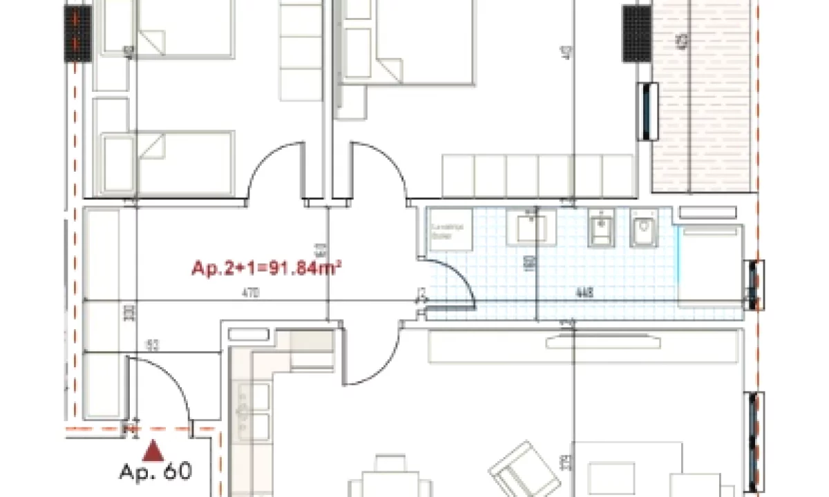 Shtepi ne shitje Apartament ne Tirane, 2+1, Mobilimi Bosh, pa mobiluar, Pagesa 127,200  Euro.