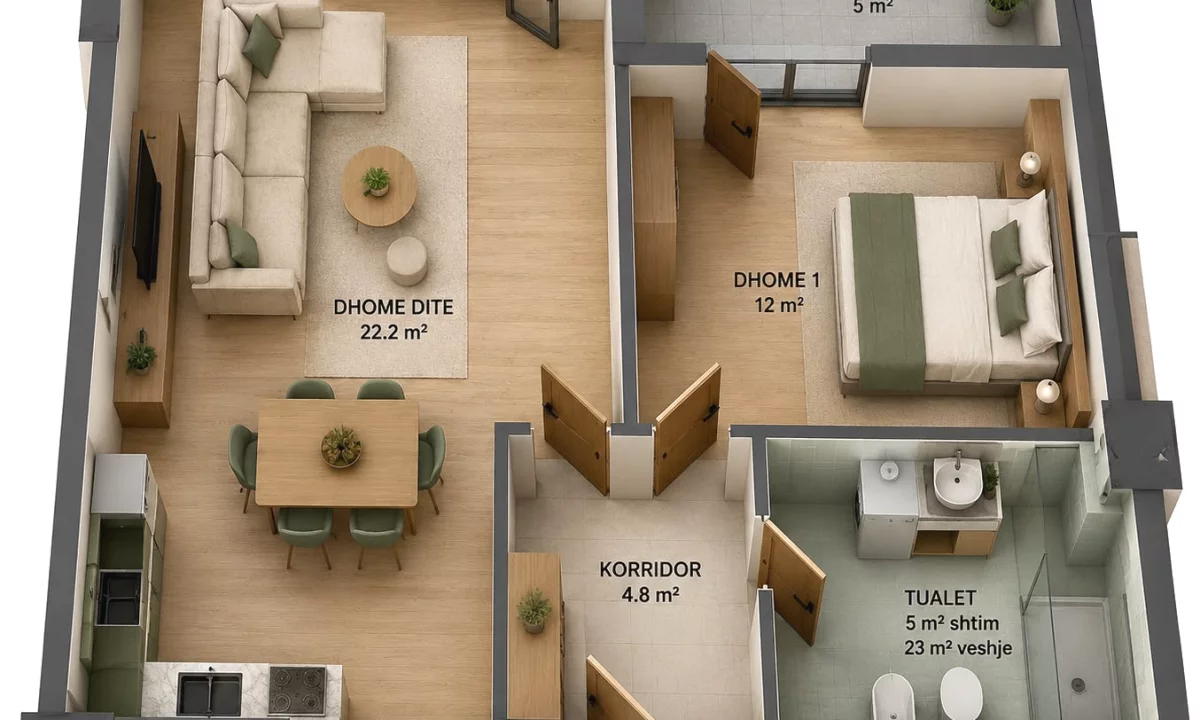 Shtepi ne shitje Apartament ne Tirane, 1+1, Mobilimi Pjeserisht e mobiluar, Pagesa 12,100,000  Leke.