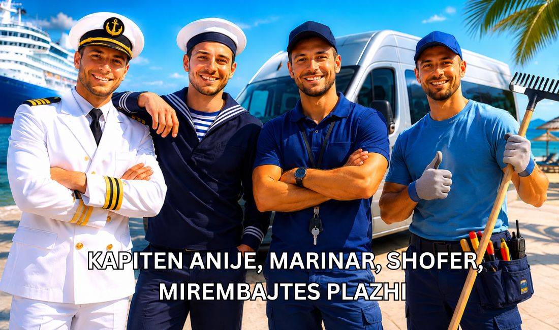 Njoftime Pune ne Sarande, Profesioni Kapiten Anije, Marinar, Shofer Fugoni 19  Vendësh, Mirëmbajtës Plazhi , Pa Eksperience, Pagesa Me Marreveshje.