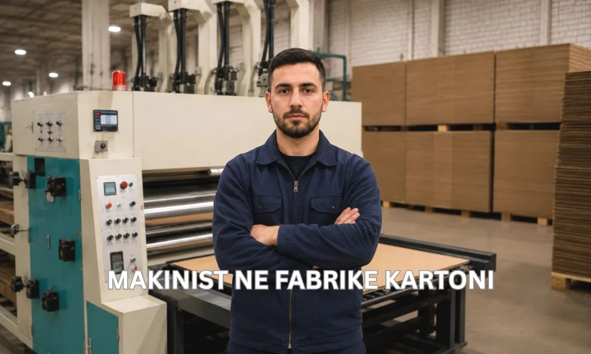 Njoftime Pune ne Tirane, Profesioni Makinist ne Fabrike Kartoni , Fillestar/Pak eksperience, Pagesa Me Marreveshje.