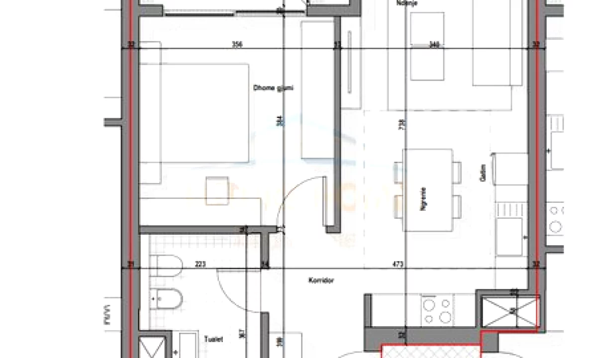 Shtepi ne shitje Apartament ne Tirane, 1+1, Mobilimi Bosh, pa mobiluar, Pagesa 217,500  Euro.