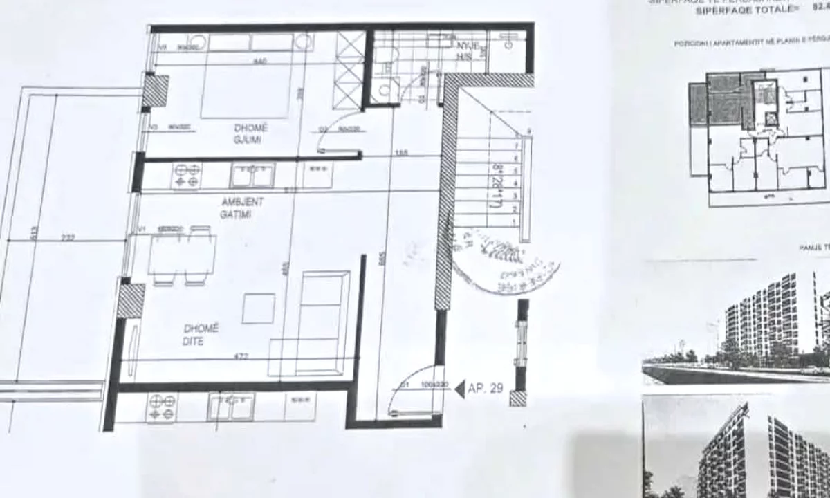 Shtepi ne shitje Apartament ne Tirane, 1+1, Mobilimi Bosh, pa mobiluar, Pagesa 125,000  Euro.