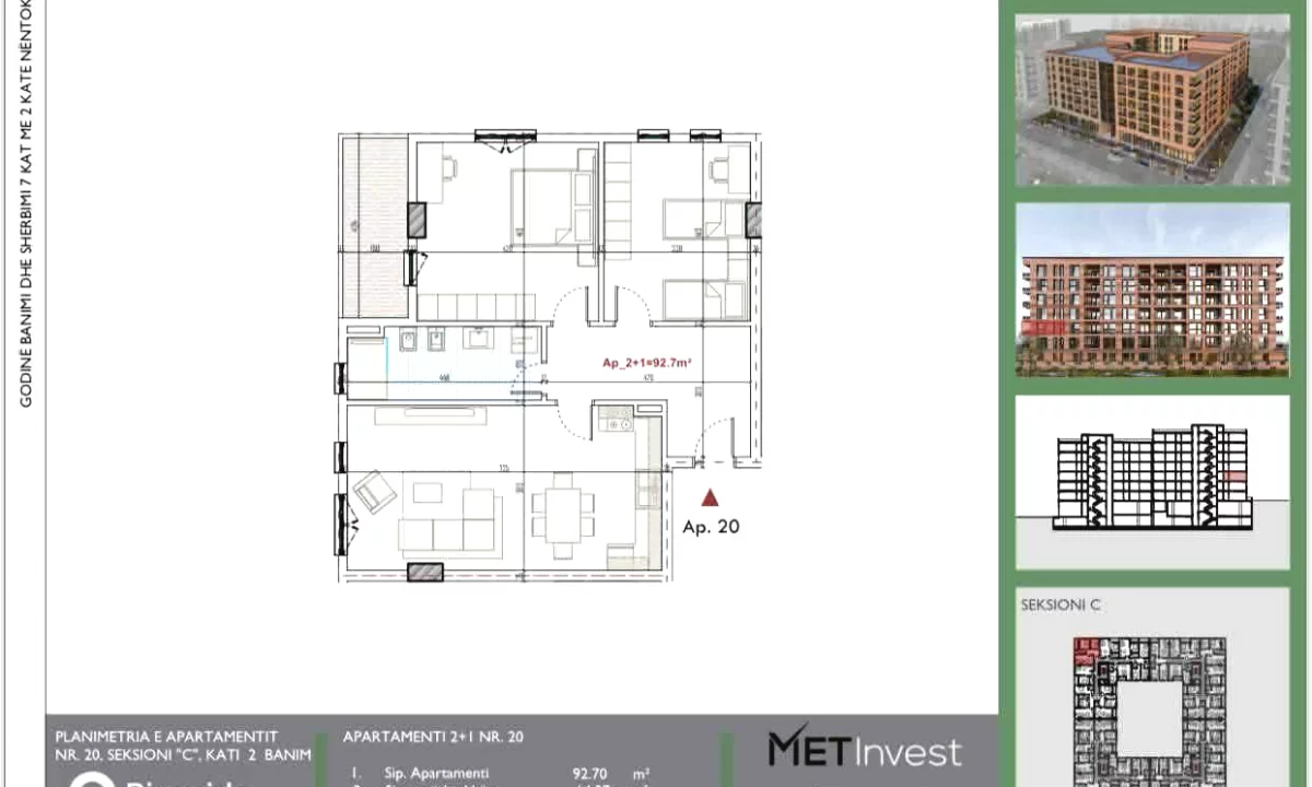Shtepi ne shitje Apartament ne Tirane, 2+1, Mobilimi Bosh, pa mobiluar, Pagesa 123,500  Euro.