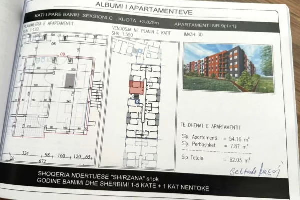Apartment for sale in Tirana 1+1, Emty