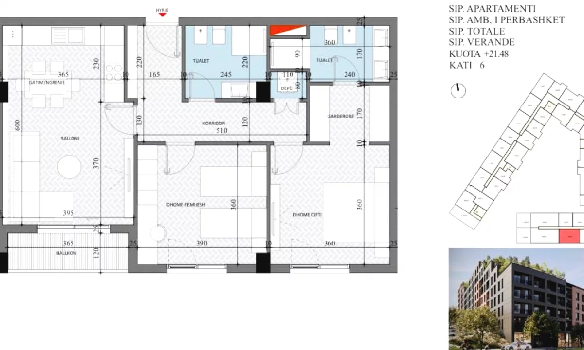 Shtepi ne shitje Apartament ne Tirane, 2+1, Mobilimi Bosh, pa mobiluar, Pagesa 125,340  Euro.
