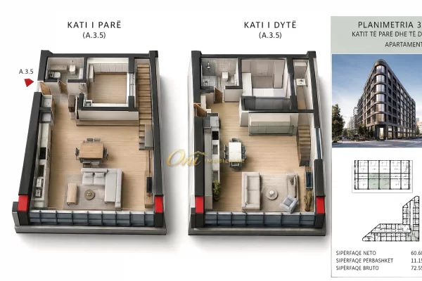 Shtepi ne shitje Apartament ne Tirane, 1+1, Mobilimi Bosh, pa mobiluar, Pagesa 9,431,500  Leke.
