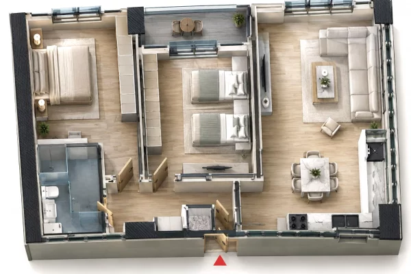 Shtepi ne shitje Apartament ne Tirane, 2+1, Mobilimi Bosh, pa mobiluar, Pagesa 103,070  Euro.