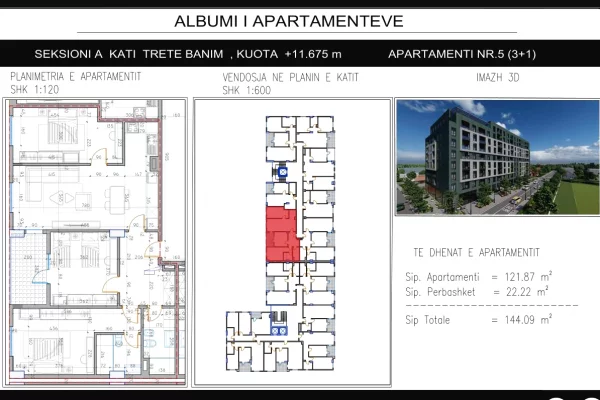 Apartment for sale in Tirana 2+1, Emty