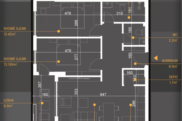 Shtepi ne shitje Apartament ne Prizren, 2+1, Mobilimi Bosh, pa mobiluar, Pagesa 96,480  Euro.